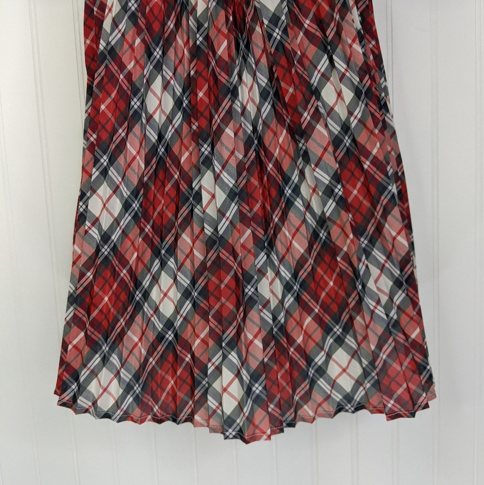 BABY GAP Pleated Flutter Tartan Plaid Holiday Dress Sz 3T - Picture 6 of 14